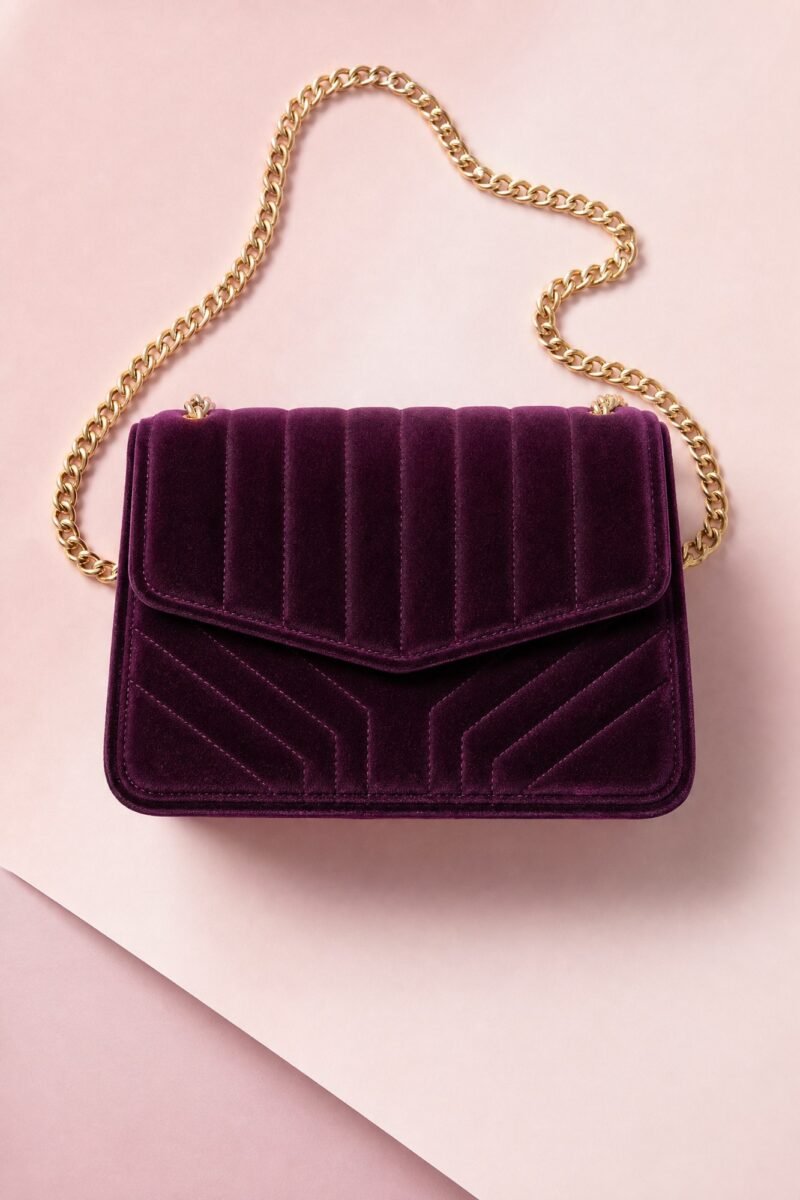 Plum Velvet Mini Bag — Not plush — a smooth deep plum velvet, for the darker outfits.