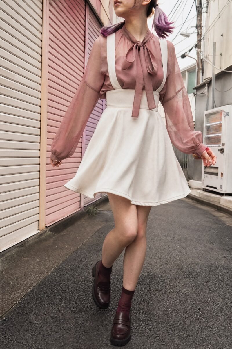 Berry Milk Balloon Top — Sheer chiffon balloon sleeves over an opaque lined body.