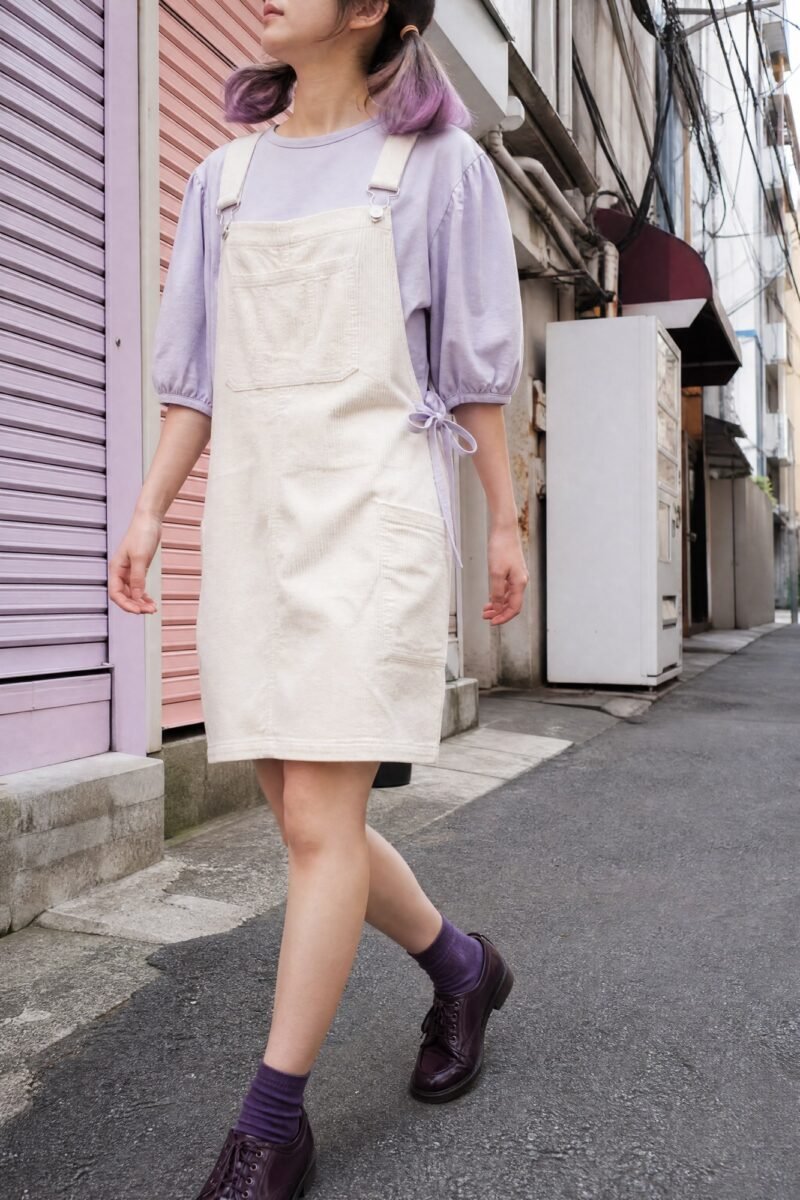 Overcast Bow Blouse — The simplest of the puff sleeves — round neck, elbow-length, self-fabric bow at the side.